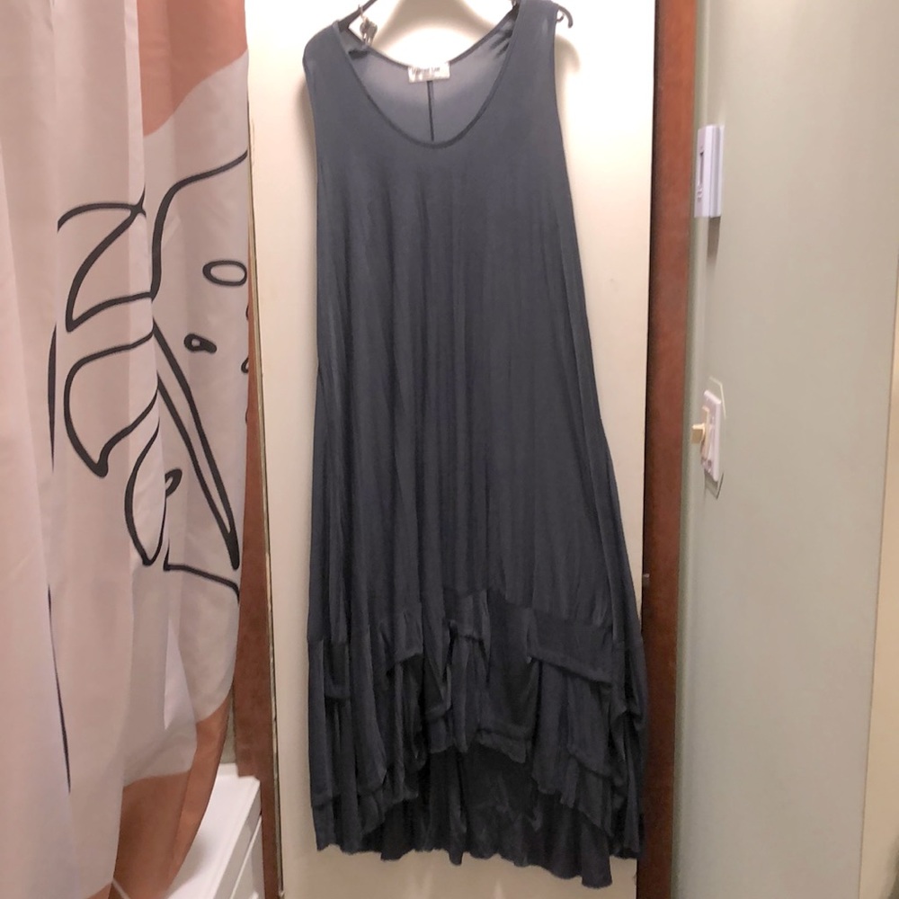 Dark gray, long flowy dress